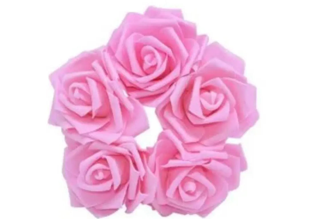 Pink Foam Flowers – Pack of 5 | Artificial Decorative Flowers for Crafts & Cake Décor