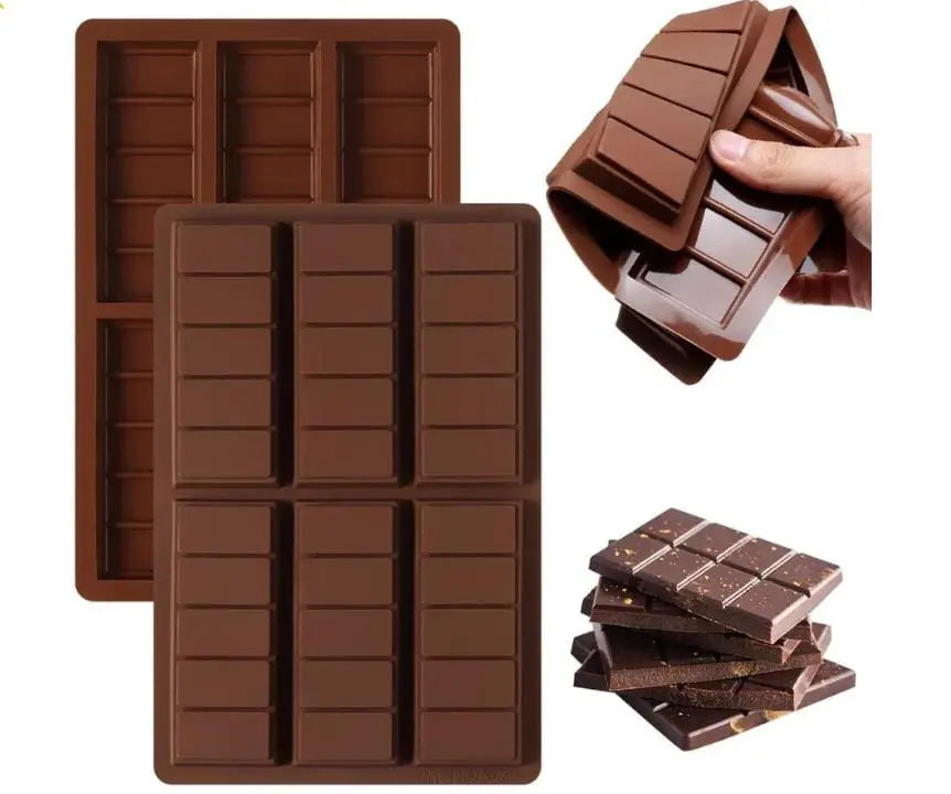 6 Cavity Chocolate Bar Mold | Silicone Chocolate Bar Mold for Baking & Candy Making