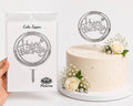 Happy Birthday Circle Silver Acrylic Cake Topper | Premium Mirror Silver Cake Decoration