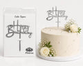 Happy Birthday Text Style Silver Acrylic Cake Topper | Premium Birthday Cake Decoration