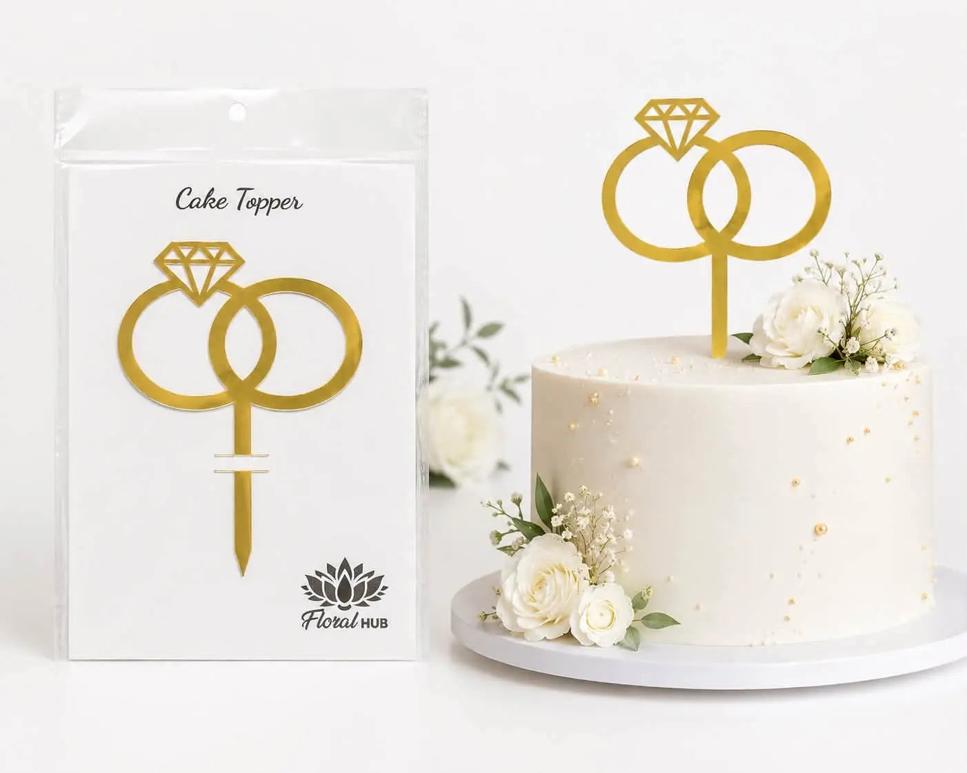 Double Ring Acrylic Cake Topper | Premium Wedding & Engagement Cake Decoration