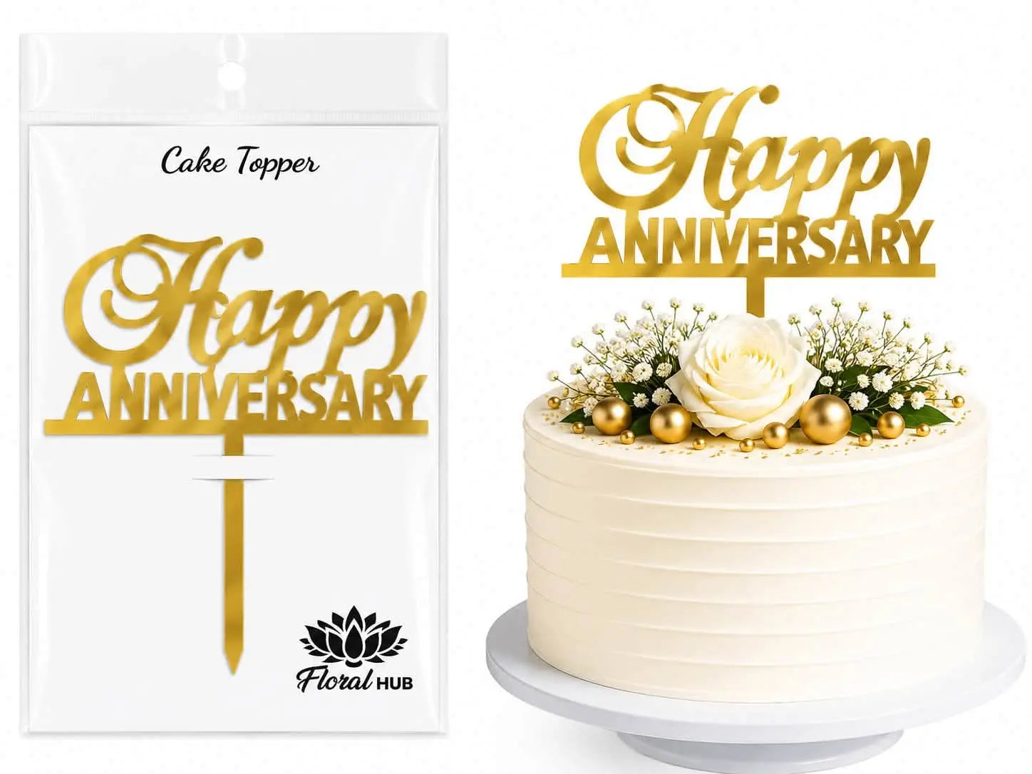 Happy Anniversary Acrylic Cake Topper | Premium Anniversary Cake Decoration