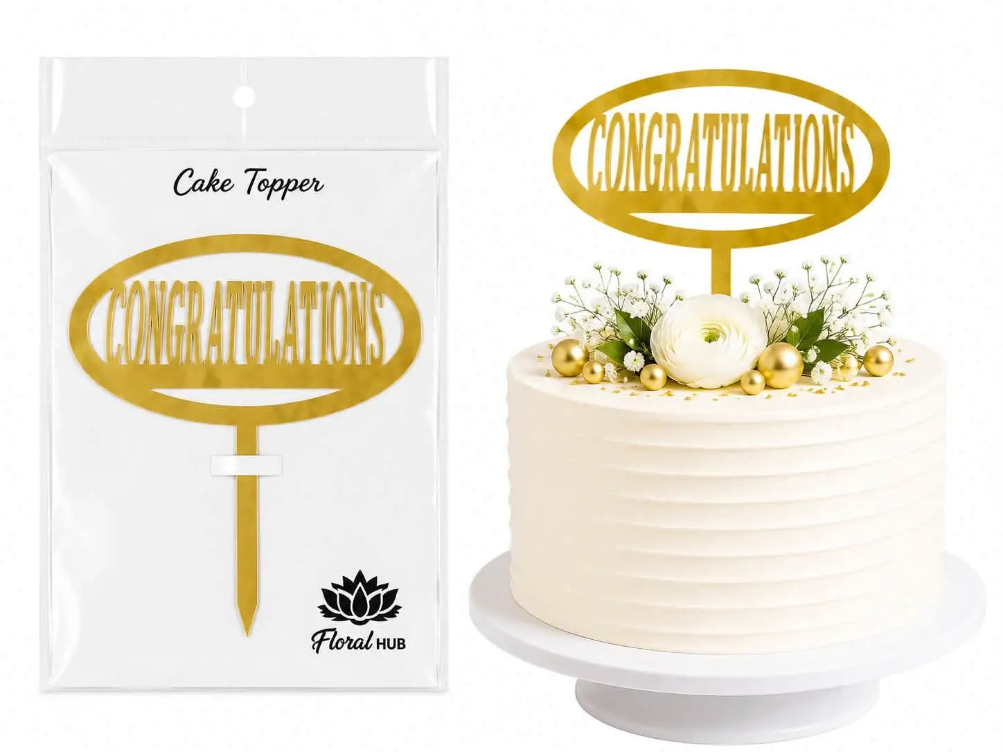 Congratulations Acrylic Cake Topper | Elegant Cake Decoration for Celebrations