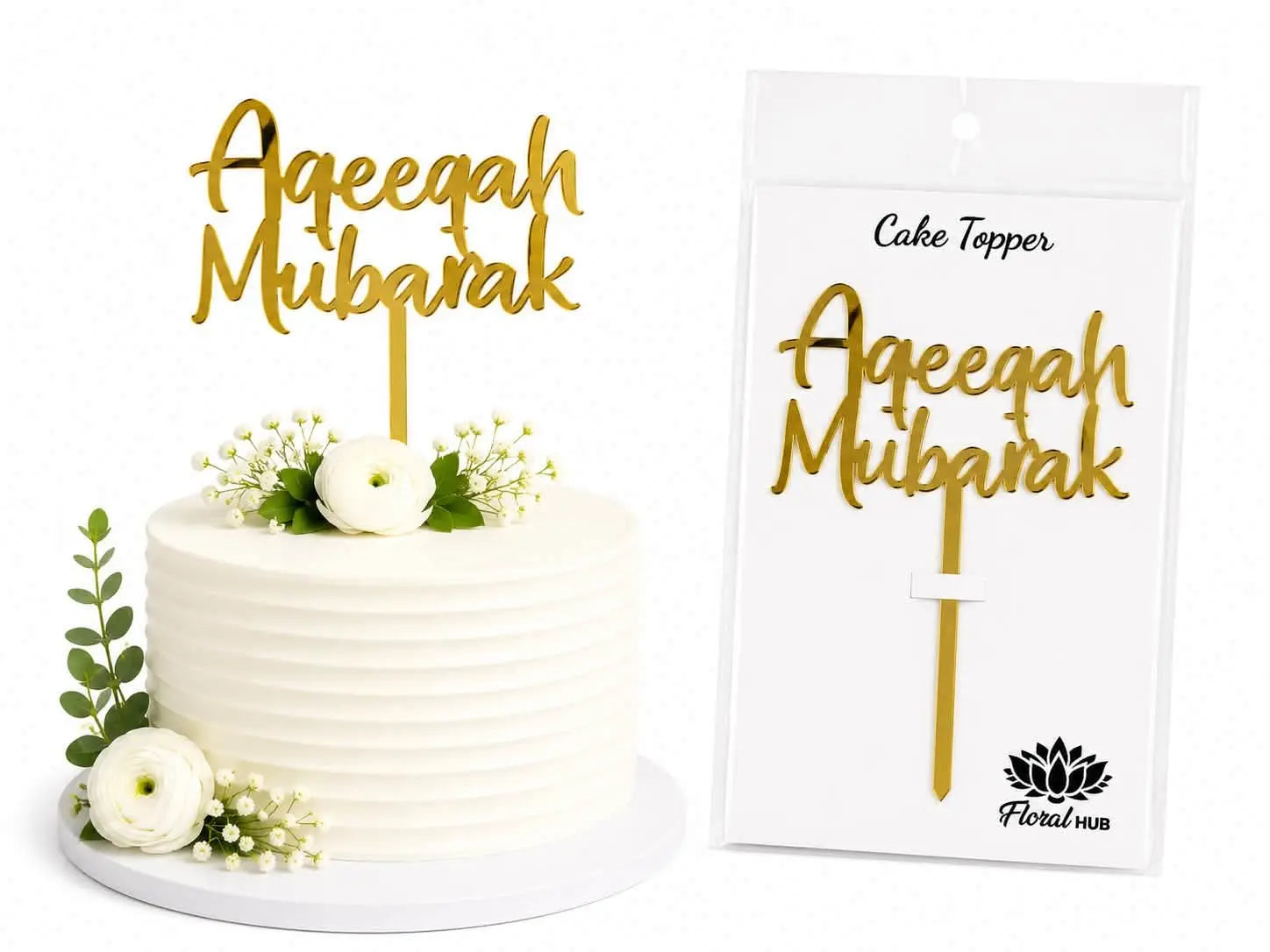 Aqeeqah Mubarak Acrylic Cake Topper | Elegant Aqeeqah Celebration Cake Decoration