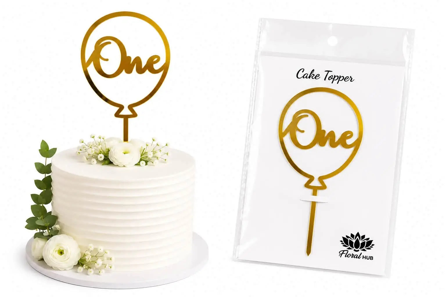 One Acrylic Cake Topper | Number 1 Birthday & First Celebration Cake Decoration