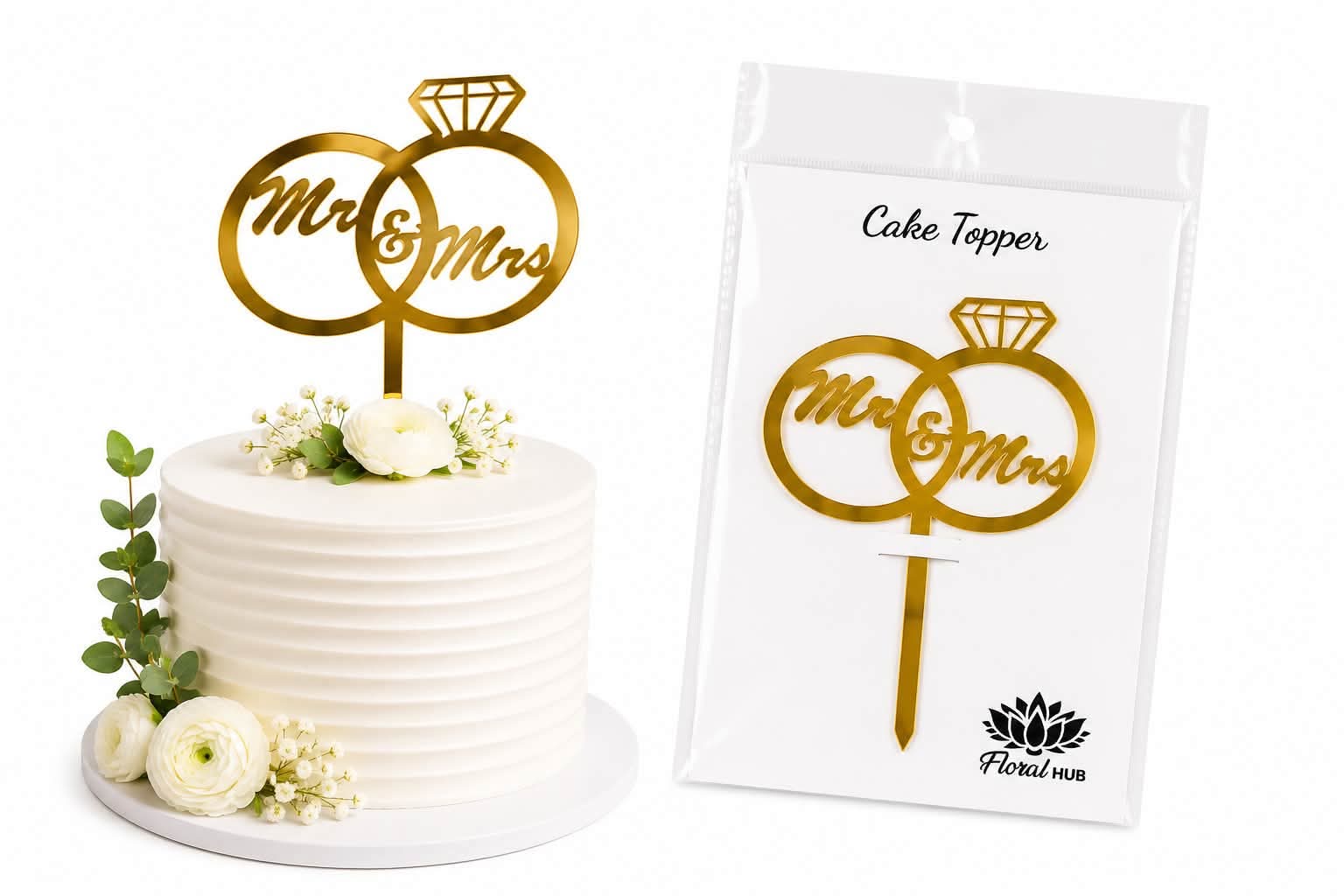 Mr & Mrs Acrylic Cake Topper | Elegant Wedding Cake Decoration