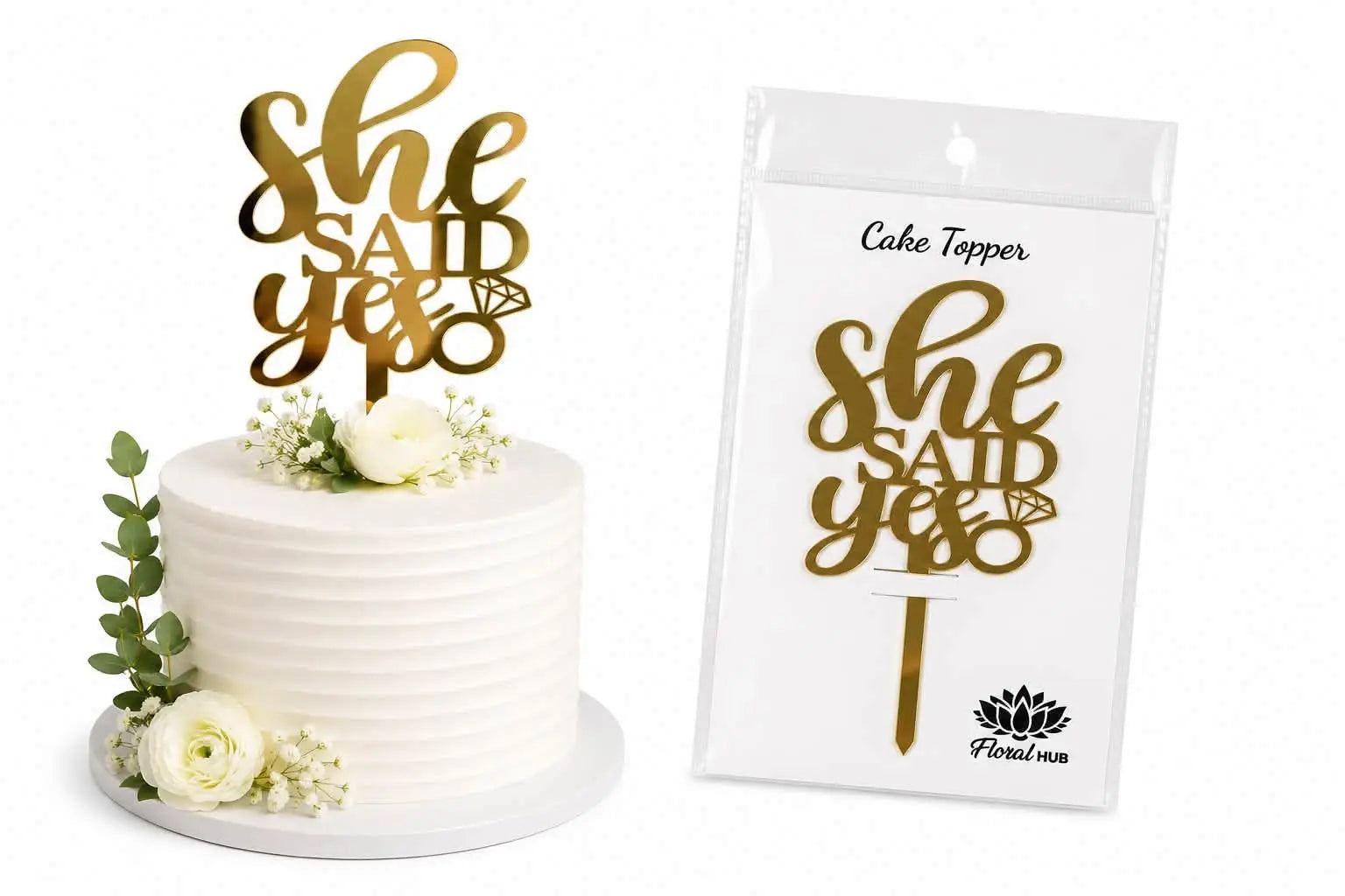 She Said Yes Acrylic Cake Topper | Elegant Engagement & Proposal Cake Decoration