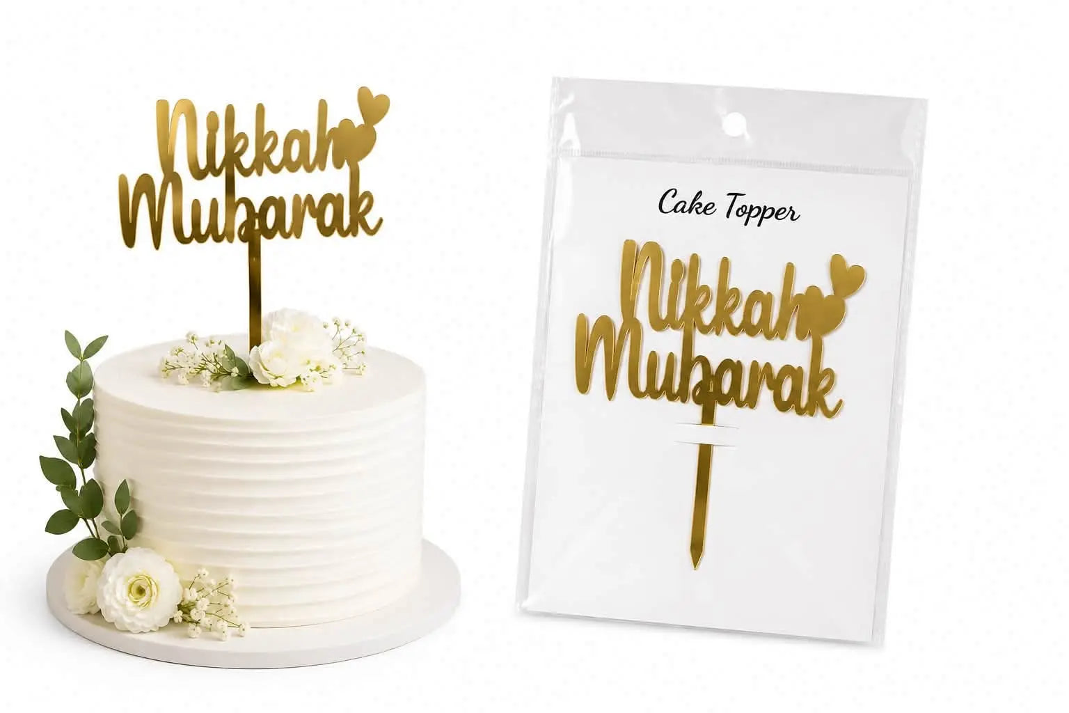 Nikkah Mubarak Acrylic Cake Topper | Elegant Nikah Celebration Cake Decoration