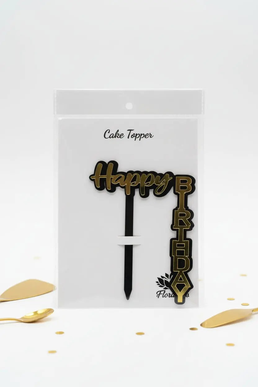 Happy Birthday Wood & Acrylic Cake Topper | Premium Birthday Cake Decoration