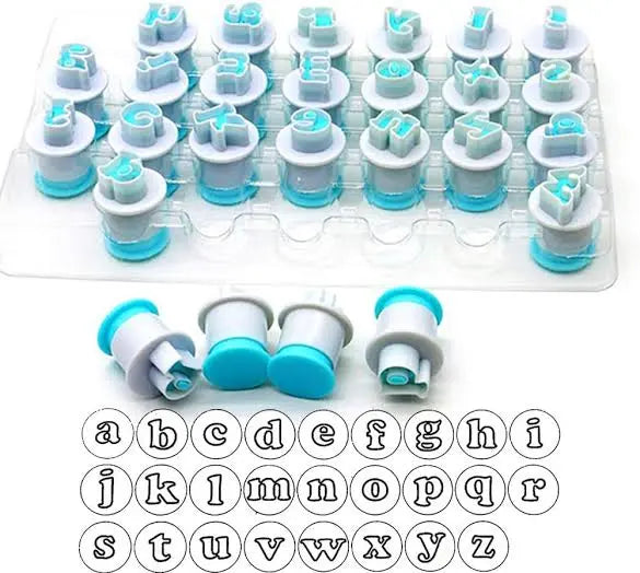Lowercase Alphabet Plunger Cutter | Letter Fondant & Cookie Cutter Set