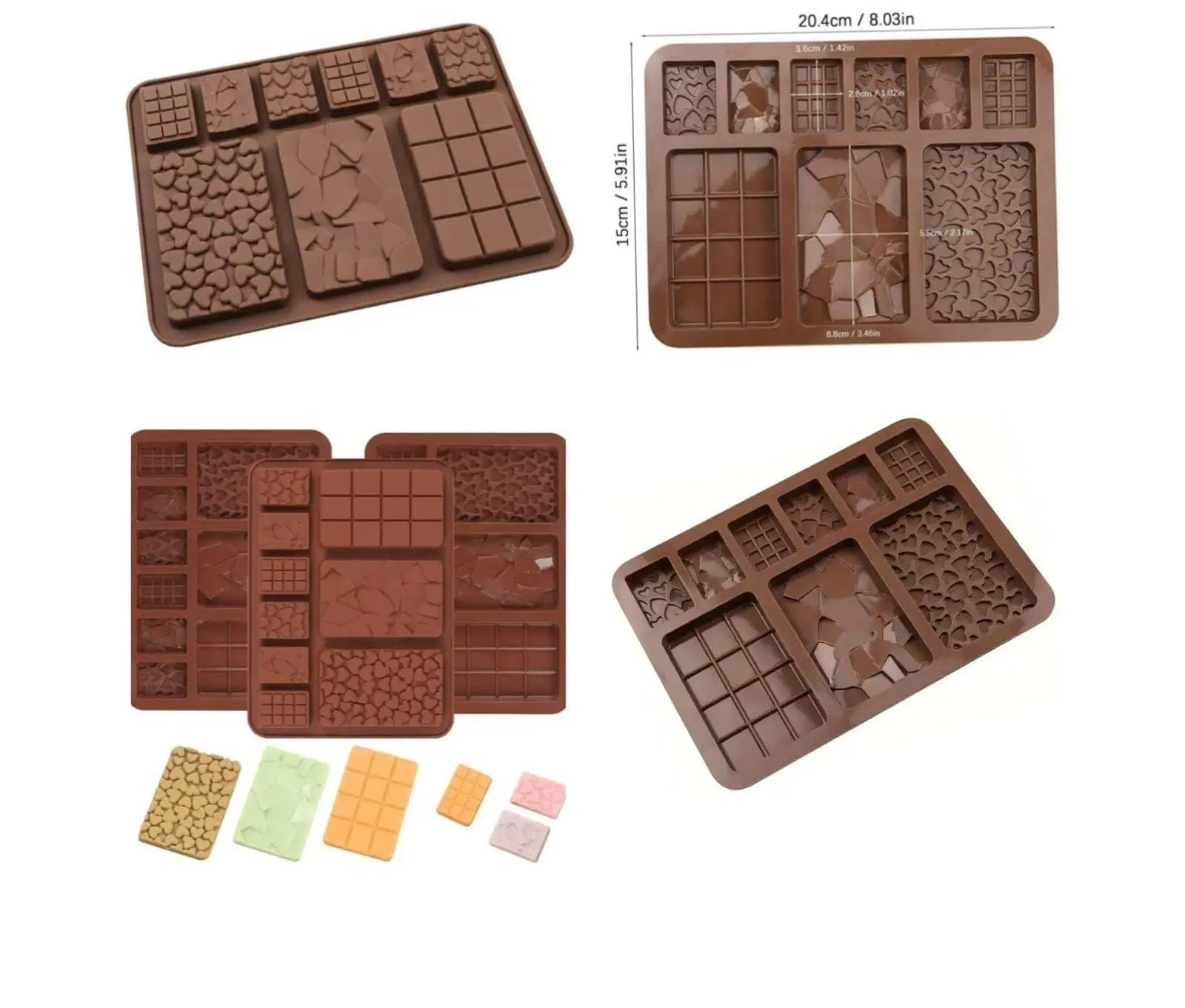9 Cavity Multi Chocolate Bar Silicone Mould | Chocolate Bar Mold for Baking & Candy Making