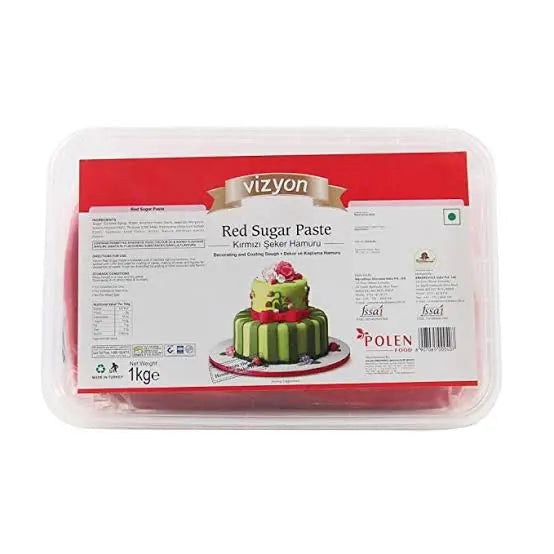 Vizyon Red Fondant 1kg | Premium Cake Covering Sugar Paste