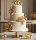 Golden Crystal Faux Balls for Cake Decoration – Luxury Shimmering Gold Decorative Balls