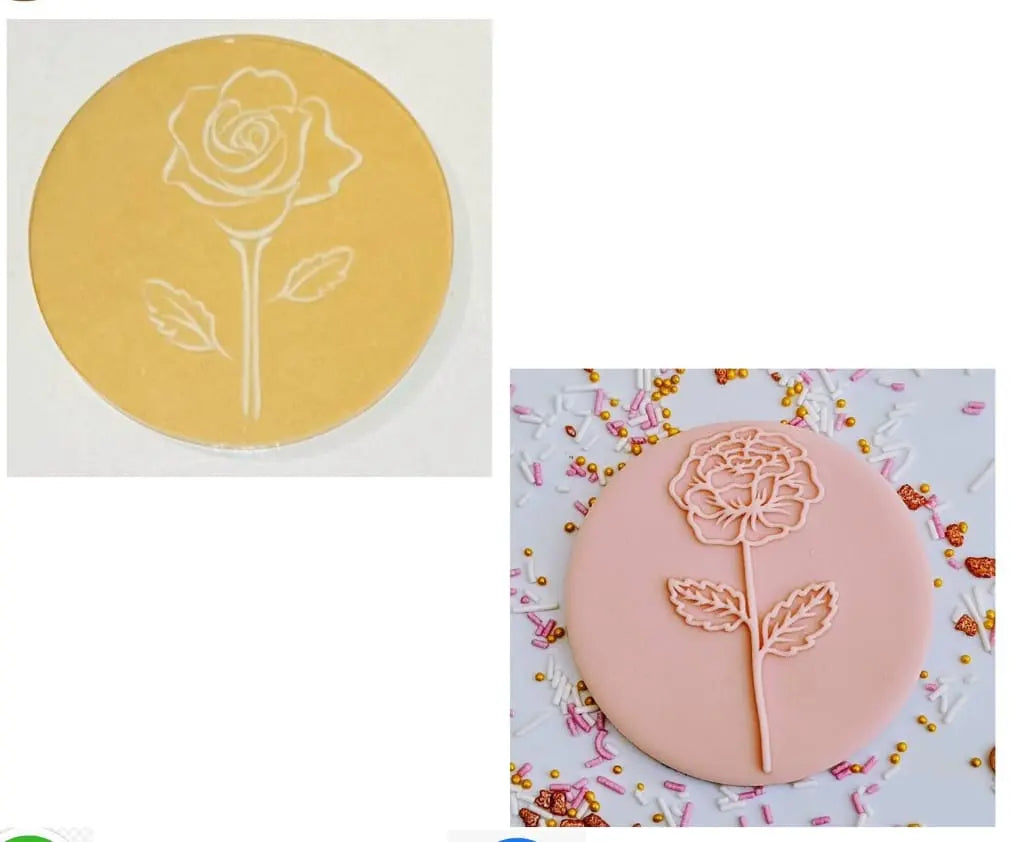 Rose Flower Fondant Embosser | Acrylic Fondant Stamp for Cake & Cookie Decorating