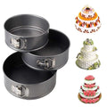 Round Cake Mold Non-Stick 3 Pcs Set with Removable Base | Cake Baking Pan Set