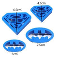 4-Piece Batman & Superman Superhero Cookie Cutter Set | Plastic Fondant & Cookie Cutters