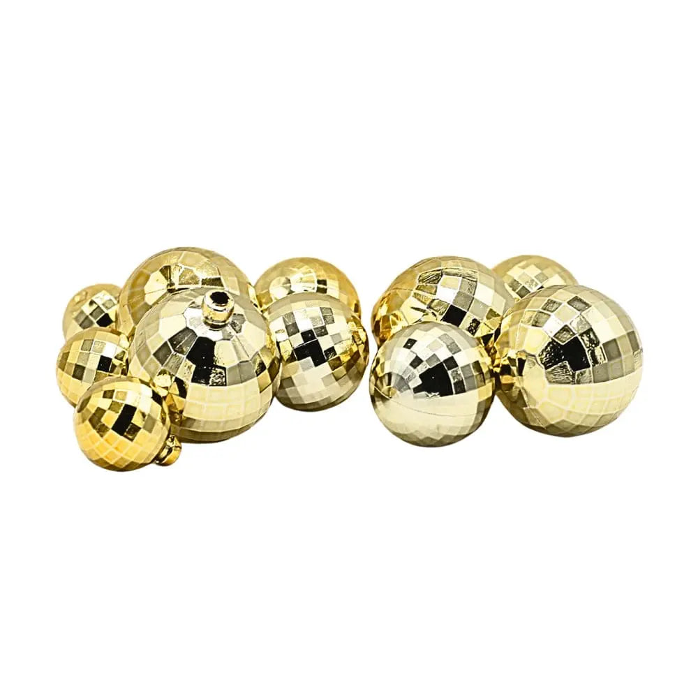 Golden Disco Fauxball Pack of 12 Pcs | Luxury Decorative Faux Balls for Cake Décor