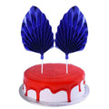 Blue Palm Leaves Pack of 2 Pcs | Decorative Tropical Leaves for Cake Décor & Crafts