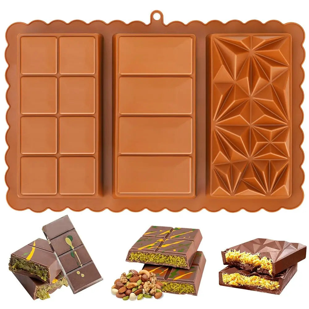3 Design Silicone Kunafa & Chocolate Bar Mold | Premium Chocolate & Dessert Mould