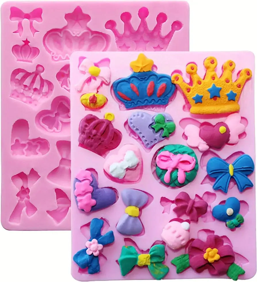 Mini Bow & Crown Silicone Fondant Mould | Chocolate, Fondant & Cake Decorating Mould