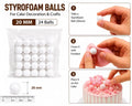 20mm Styrofoam Balls for Cake Decorating (Pack of 24 Balls) | Decorative Foam Balls