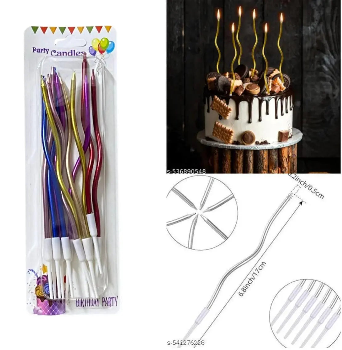 12-Piece Multi-Color Spiral Candles for Cake Decoration