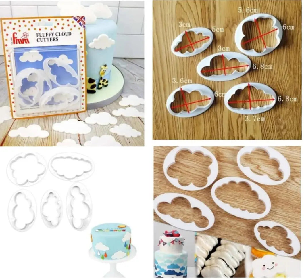 5-Piece Cloud Cookie Cutter Set for Cake & Fondant Decorating