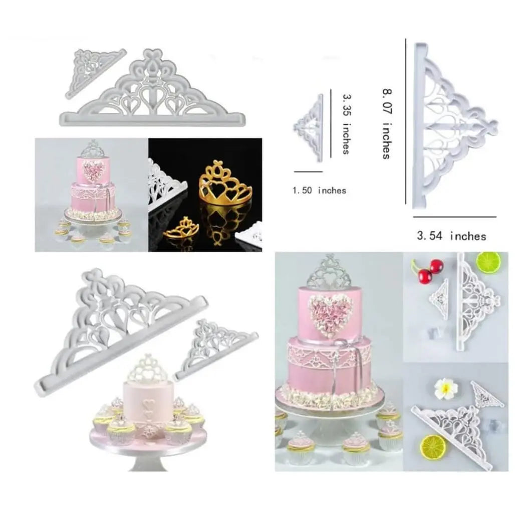 2-Piece Plastic Crown Cookie Cutter Set for Baking & Fondant
