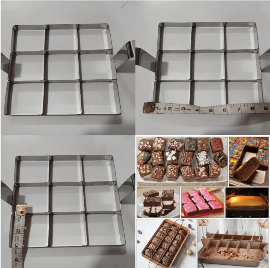 9-Cavity Stainless Steel Brownie Cutter for Baking