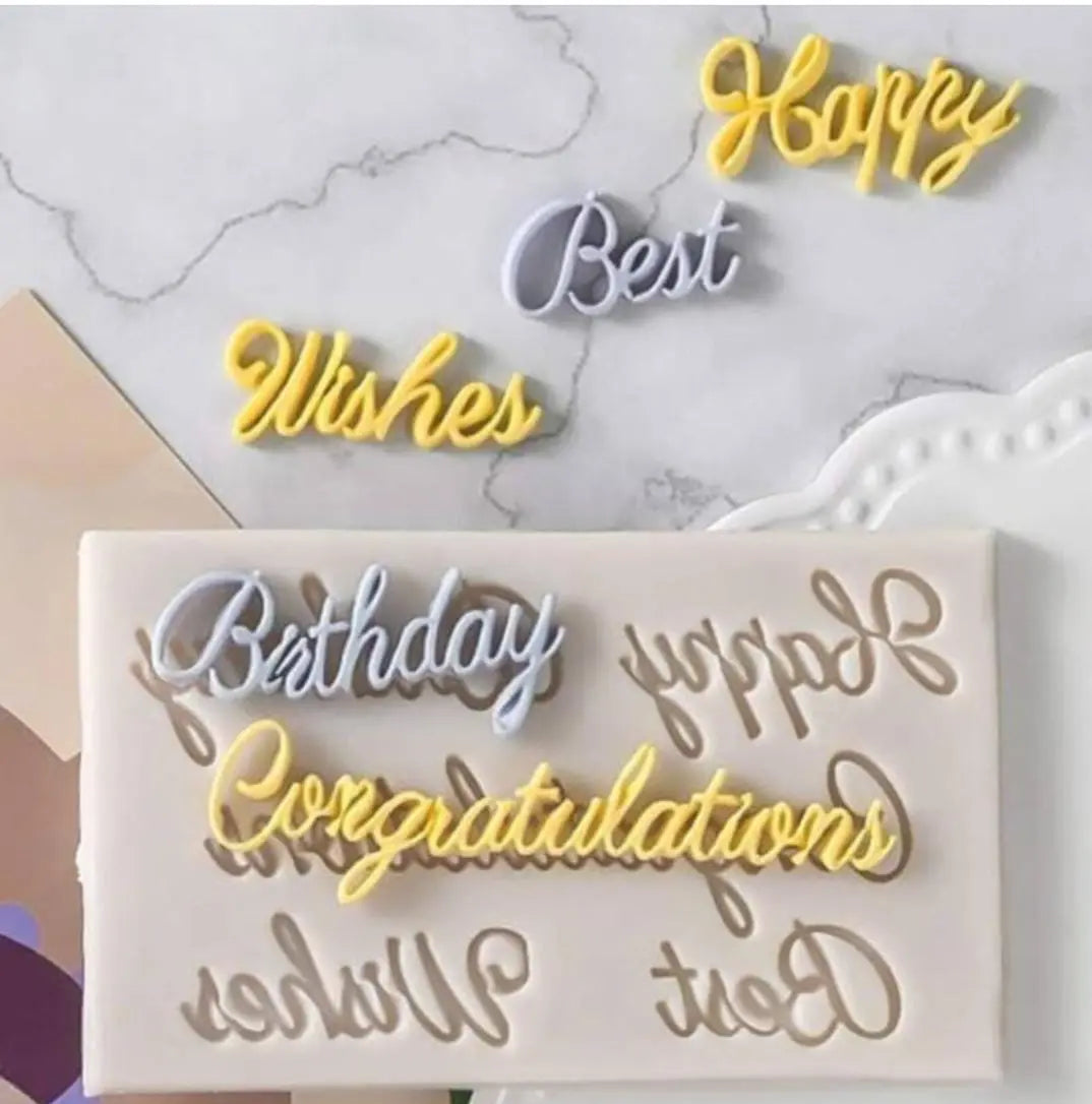 Best Wishes Silicone Fondant Mould for Cake Decorating