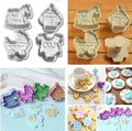 4-Piece Baby Shower Plunger & Cookie Cutter Set for Cake Decorating