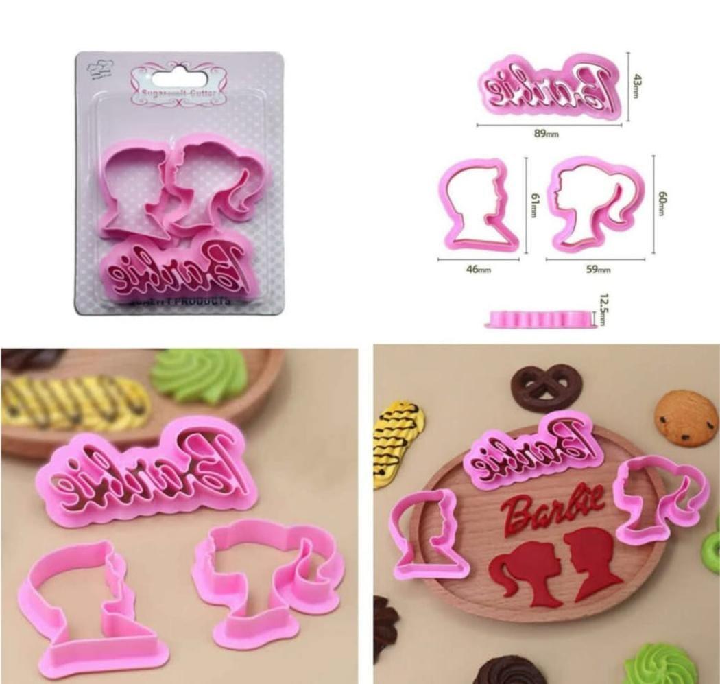 2-Piece Barbie Plastic Cookie Cutter Set for Cake Decorating