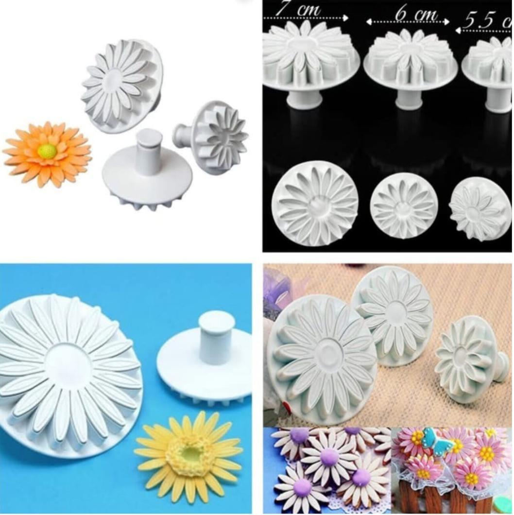 3-Piece Sunflower Plunger & Cookie Cutter Set for Cake Decorating