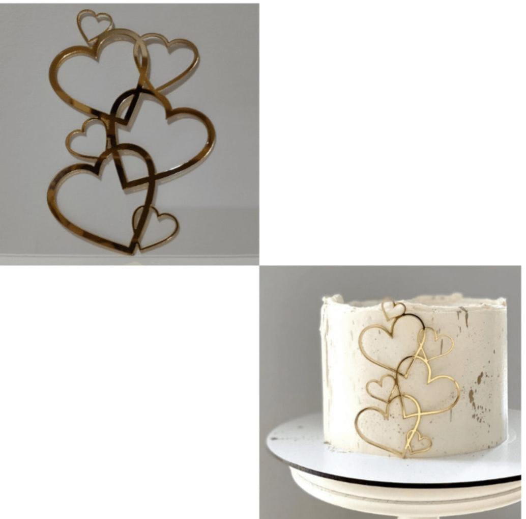 Heart Chain Acrylic Tag for Cake & Fondant Decoration