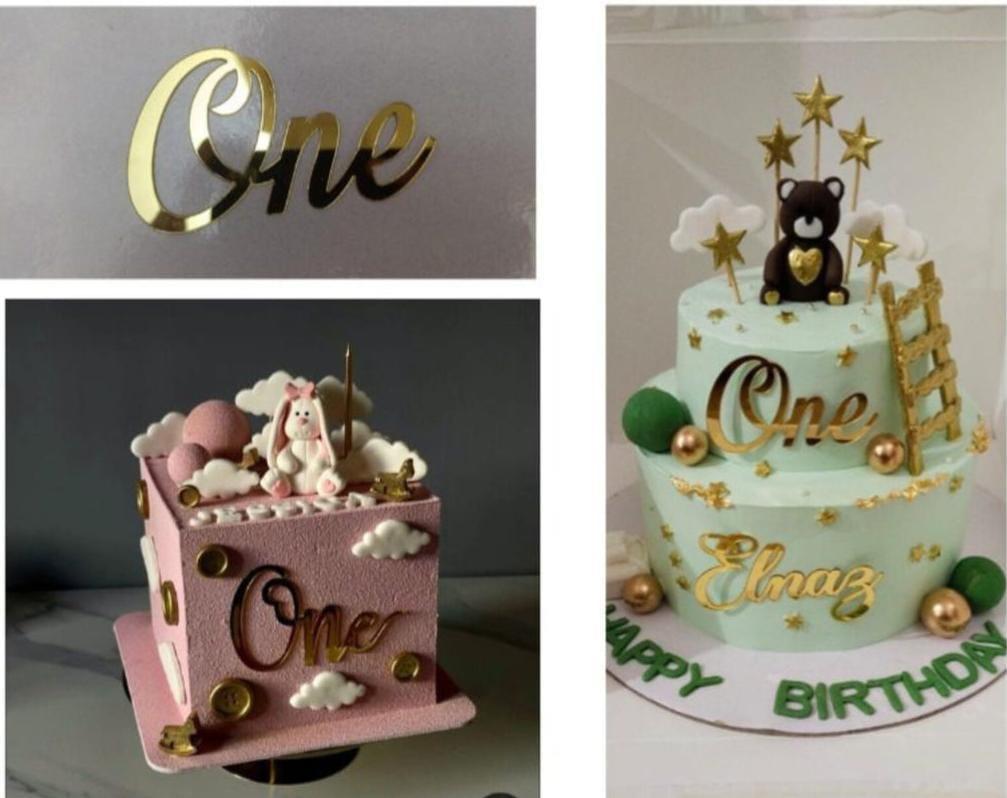 Acrylic “One” Tags Pack of 5 for Cakes & Gifts