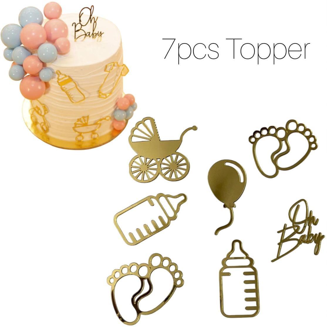 Acrylic Baby Theme Tags Pack of 7 for Cakes & Gifts