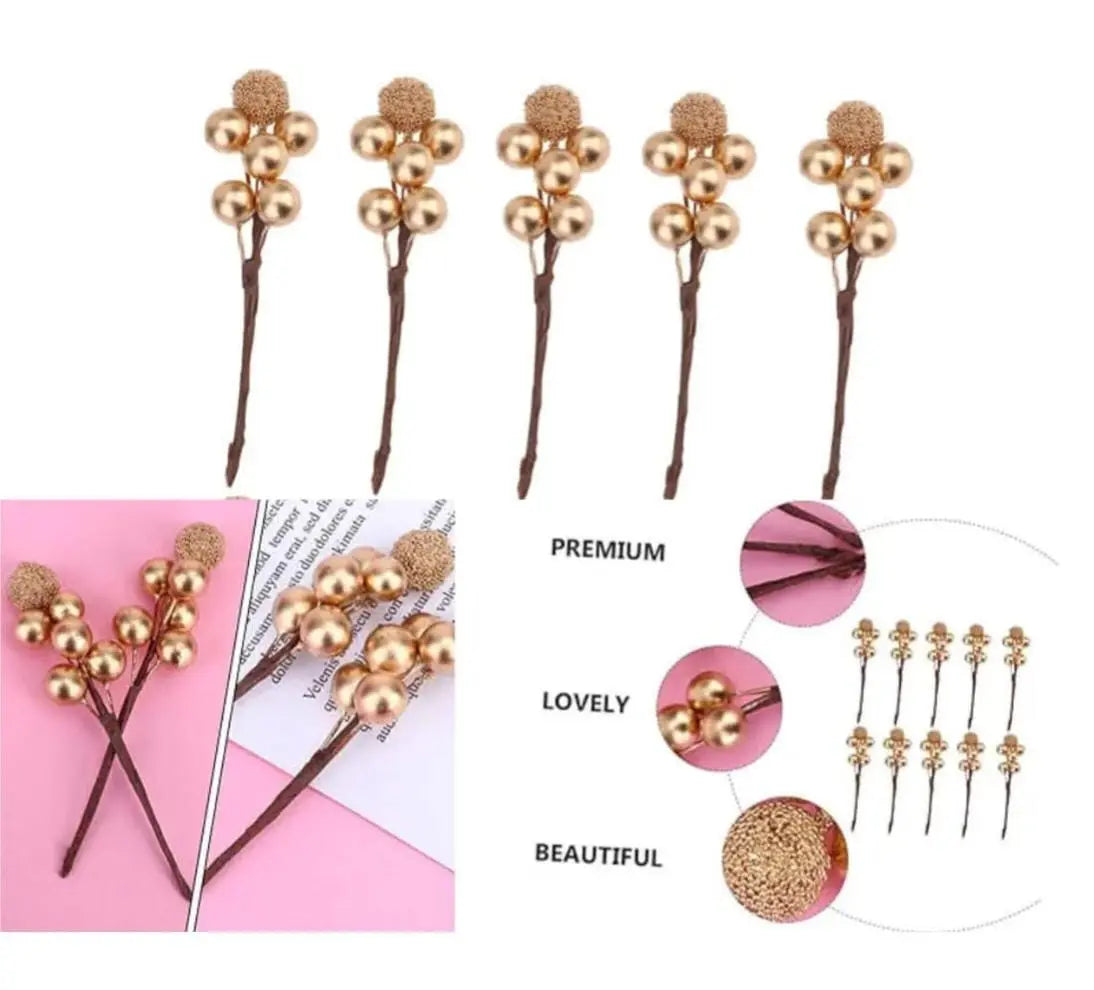 4-Piece Golden Berry Ball Set for Cake Decorating