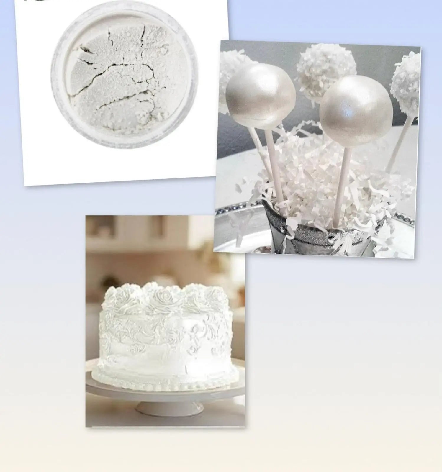 Edible White Glitter for Cake & Dessert Decoration