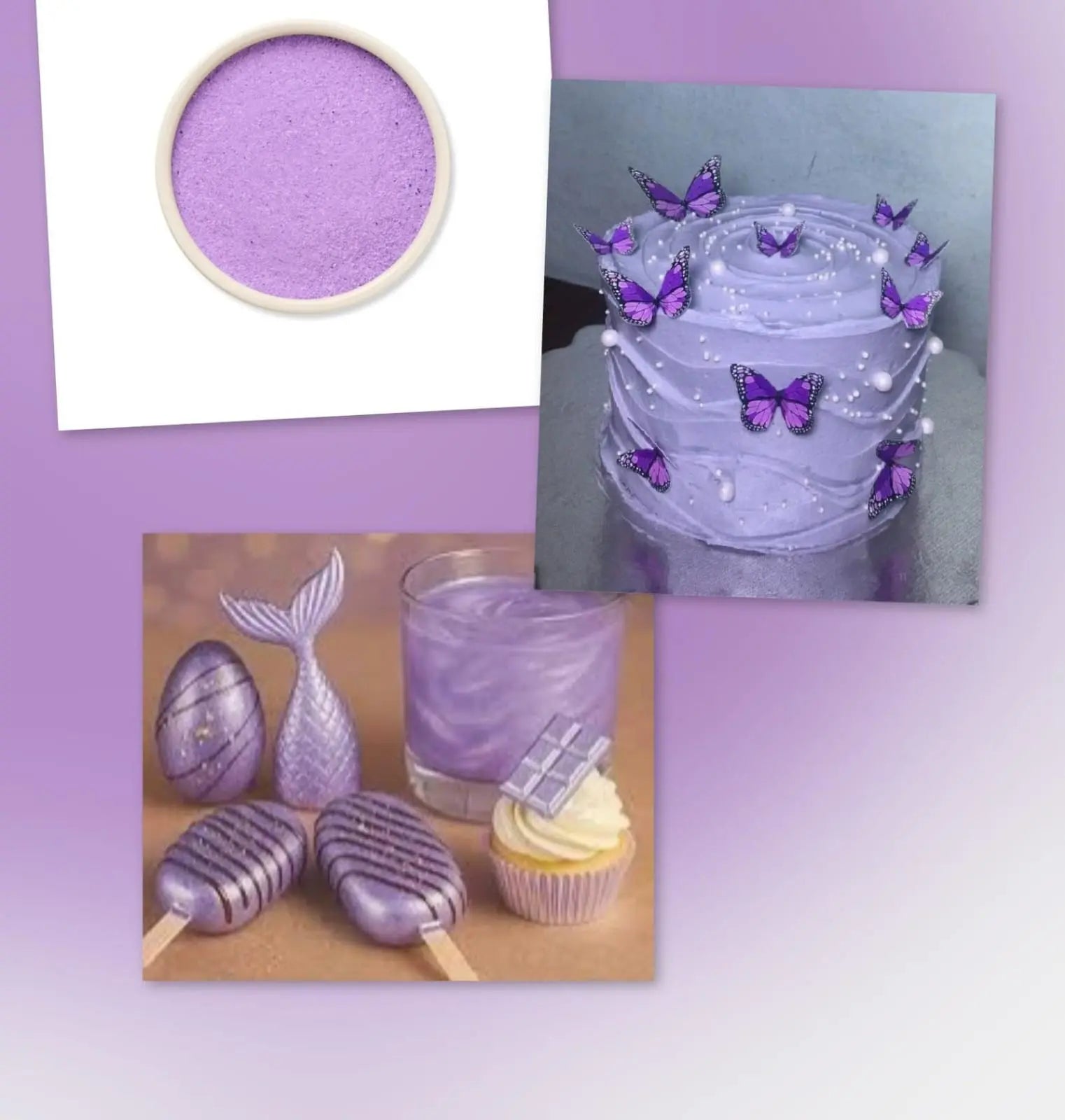Edible Purple Glitter for Cake & Dessert Decoration