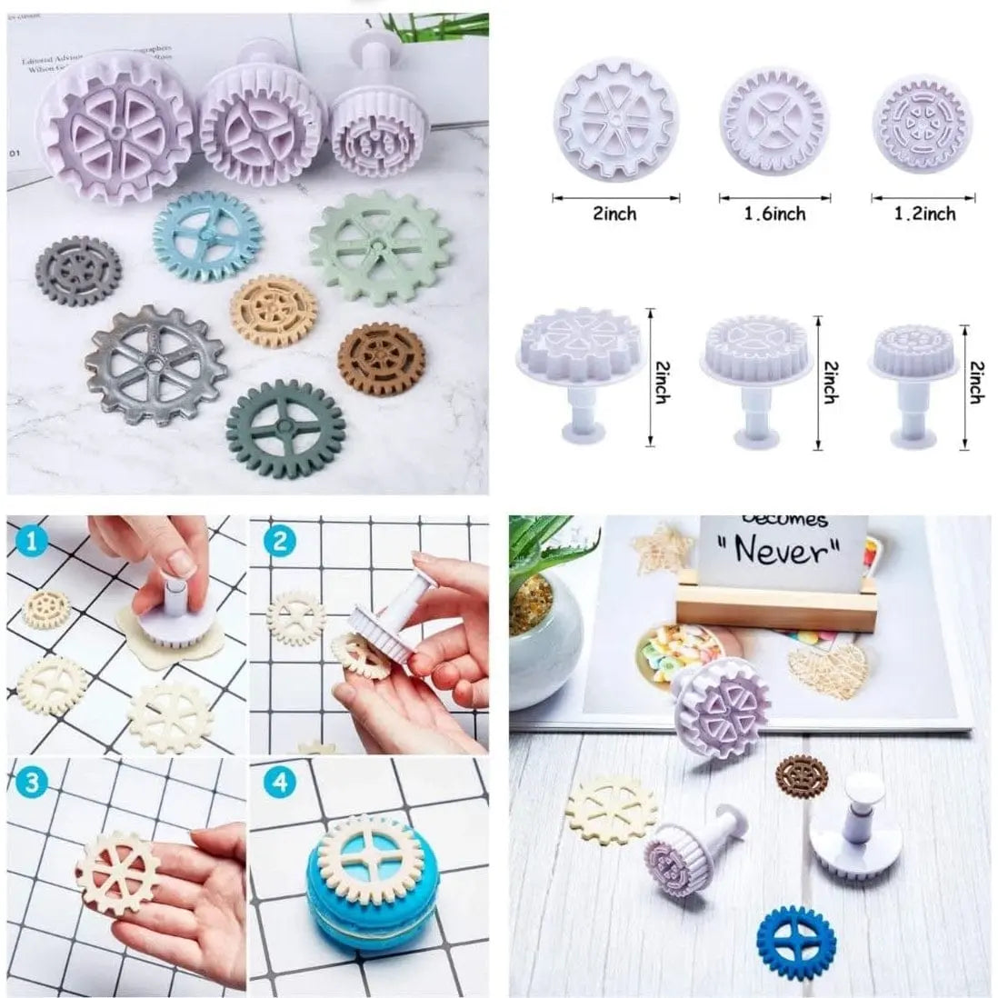 3-Piece Gear Wheel Plastic Plunger Cutter Set