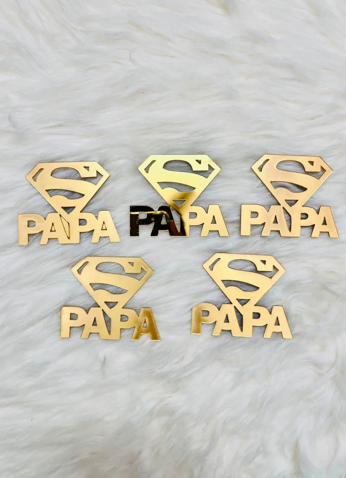 Acrylic “Super Papa” Tags – Pack of 5 for Cakes & Gifts