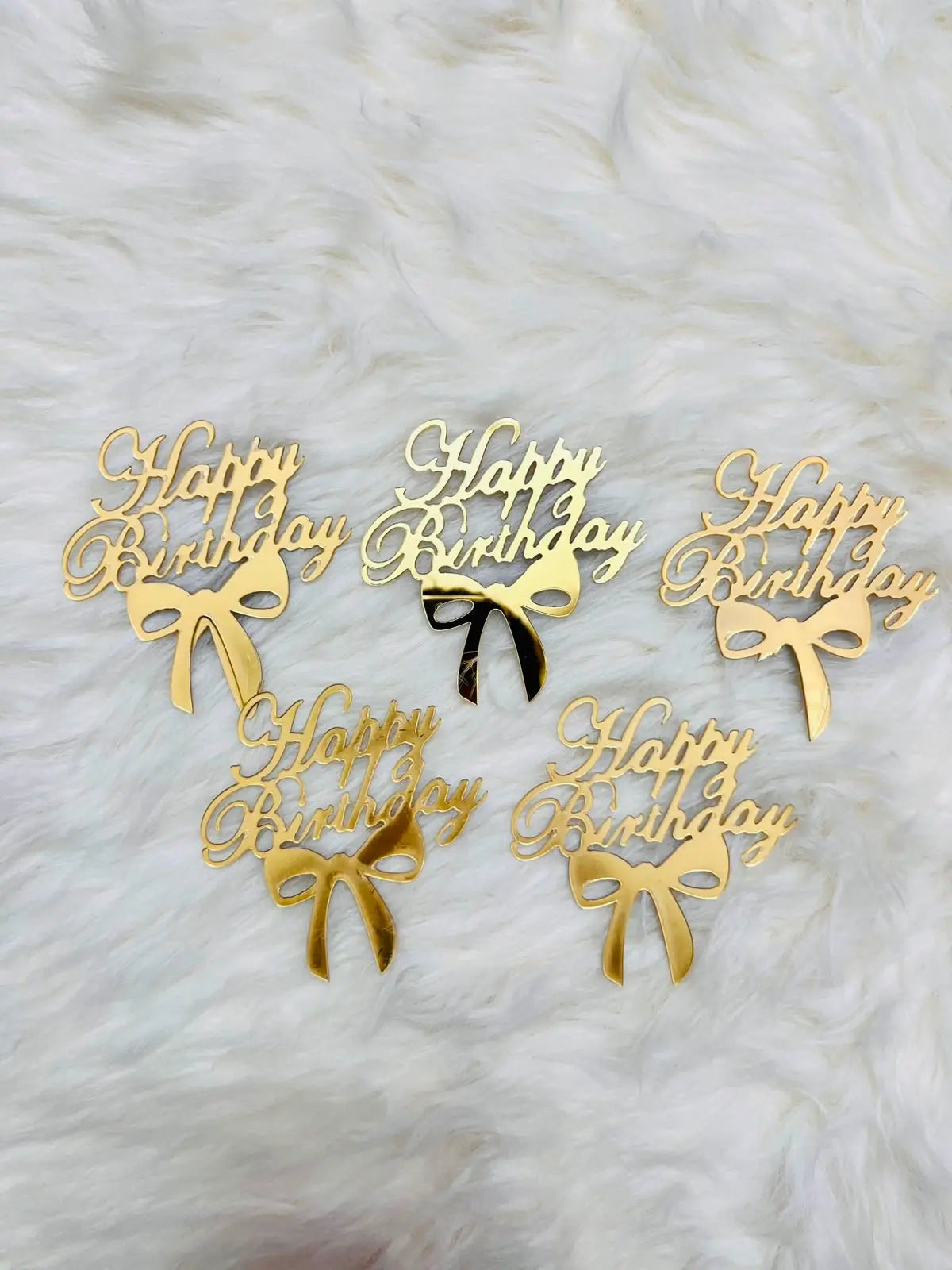Acrylic “Happy Birthday” Tags – Pack of 5 for Cakes & Gifts