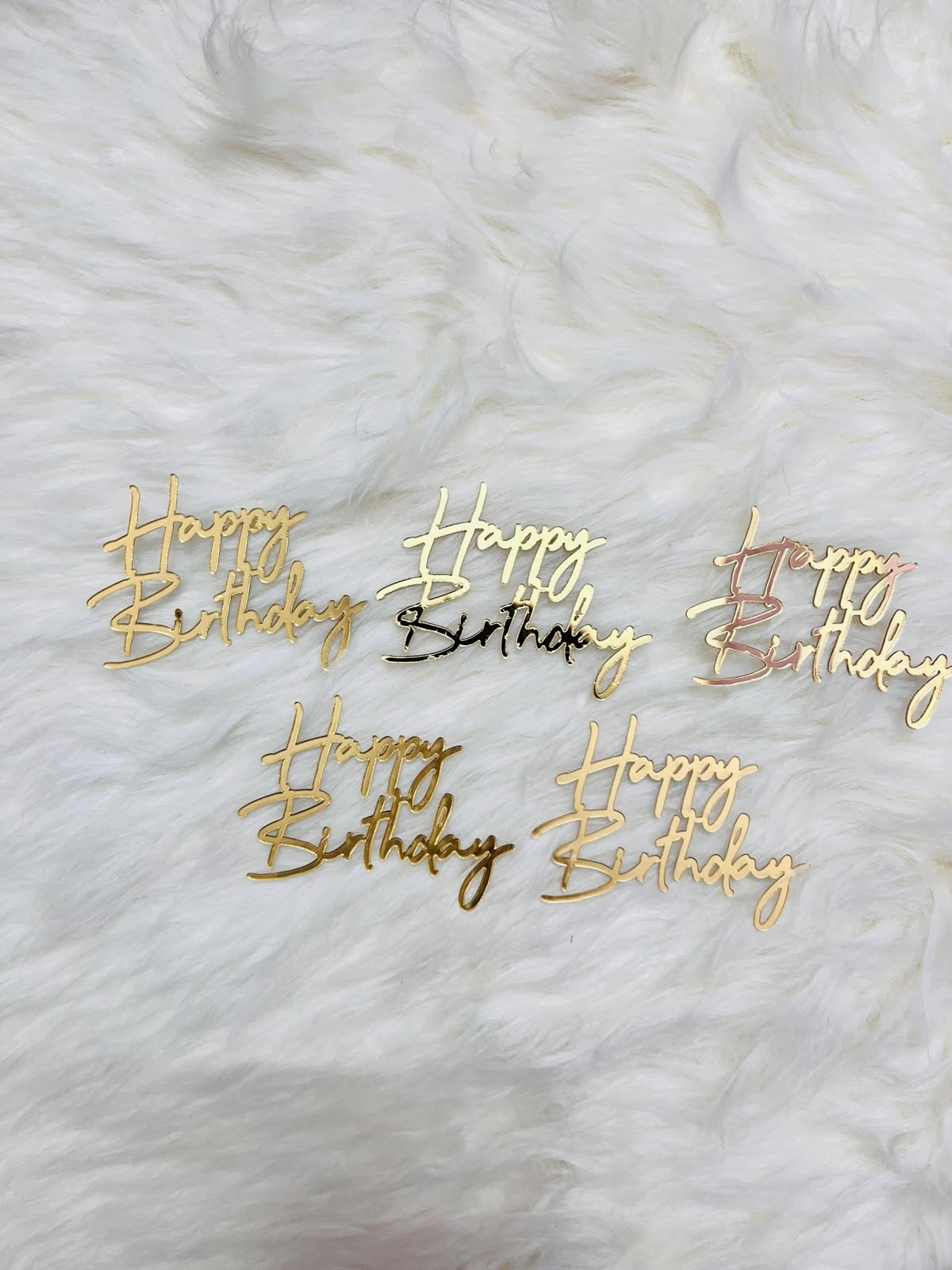 Acrylic HBD Tags Pack of 5 for Cakes & Gifts