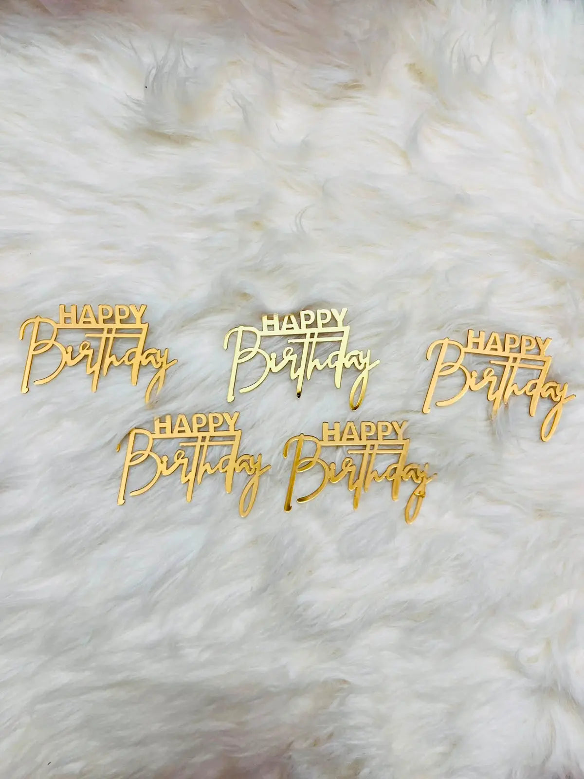 Acrylic HBD Tags Pack of 5 for Cakes & Gifts