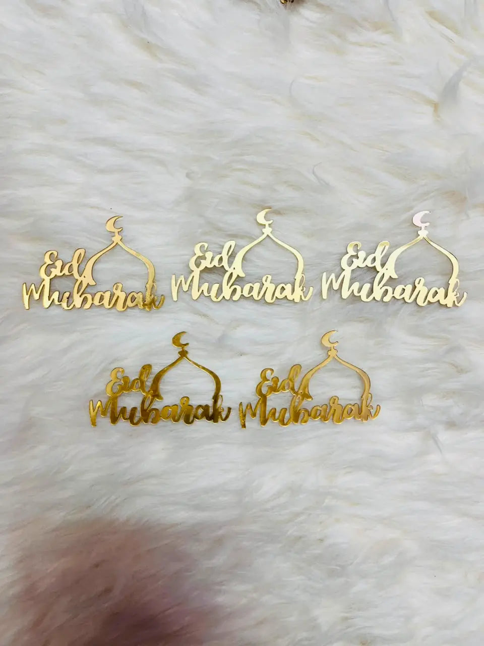 Acrylic Eid Mubarak Tags Pack of 5 for Cakes & Gifts