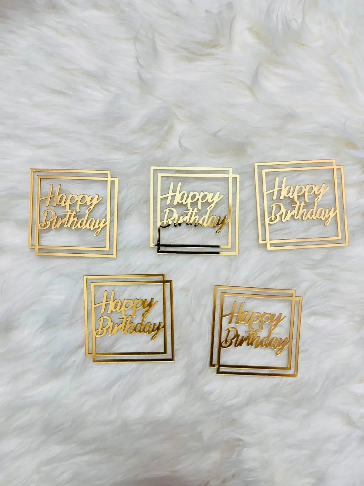 Acrylic HBD Tags Pack of 5 for Cakes & Gifts