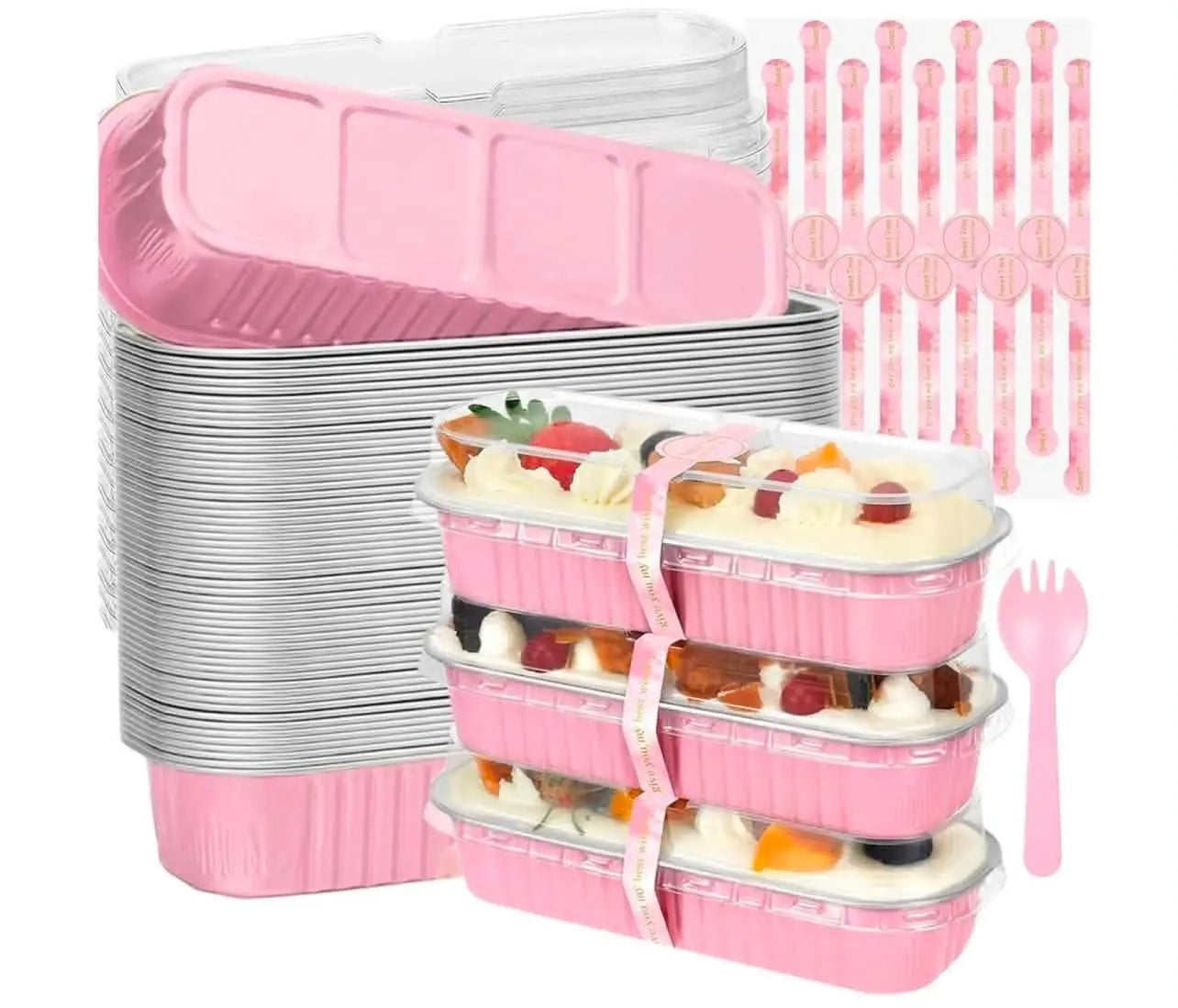 Pink Aluminium Foil Loaf Cake Boxes – Pack of 10