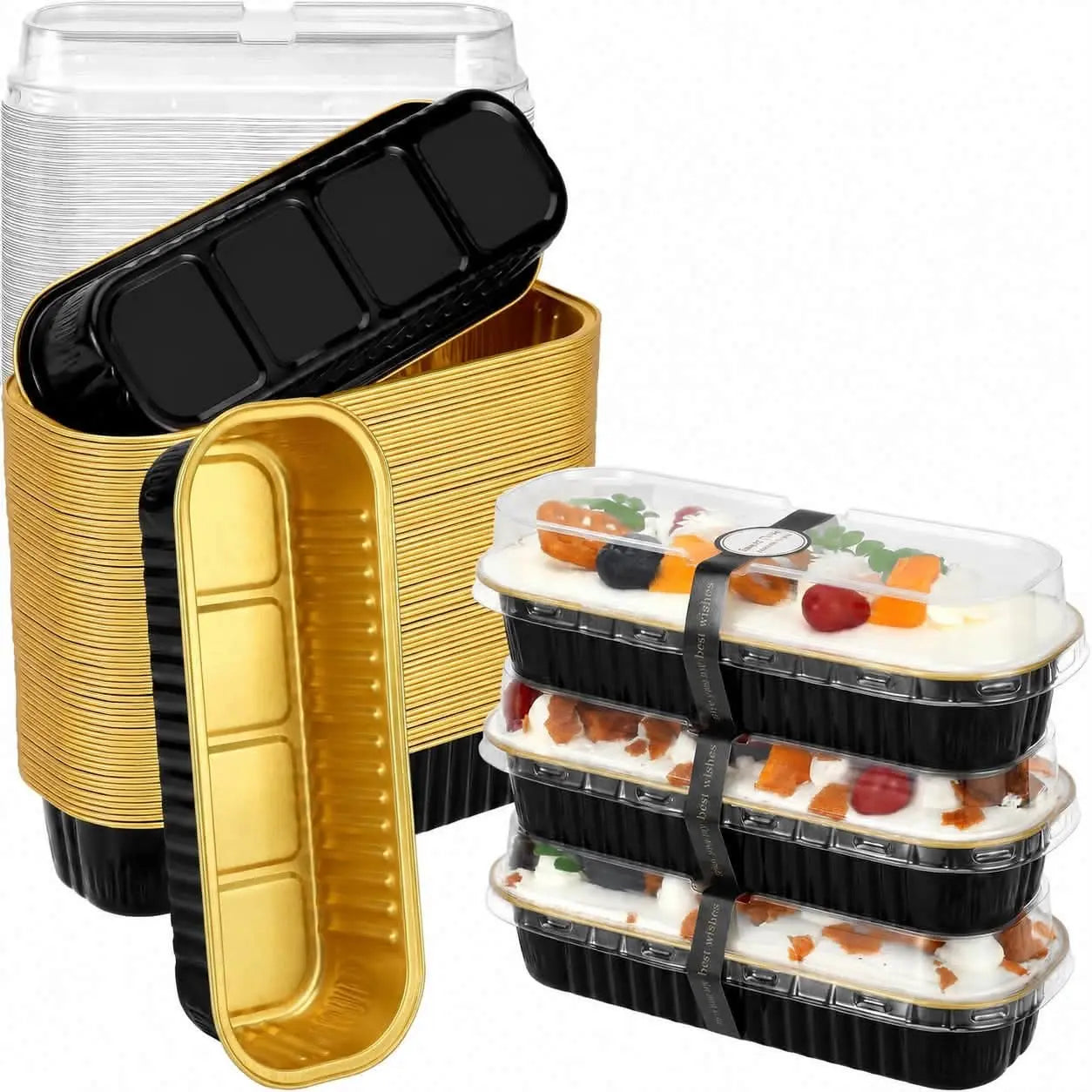 Black Aluminium Foil Loaf Cake Boxes – Pack of 10
