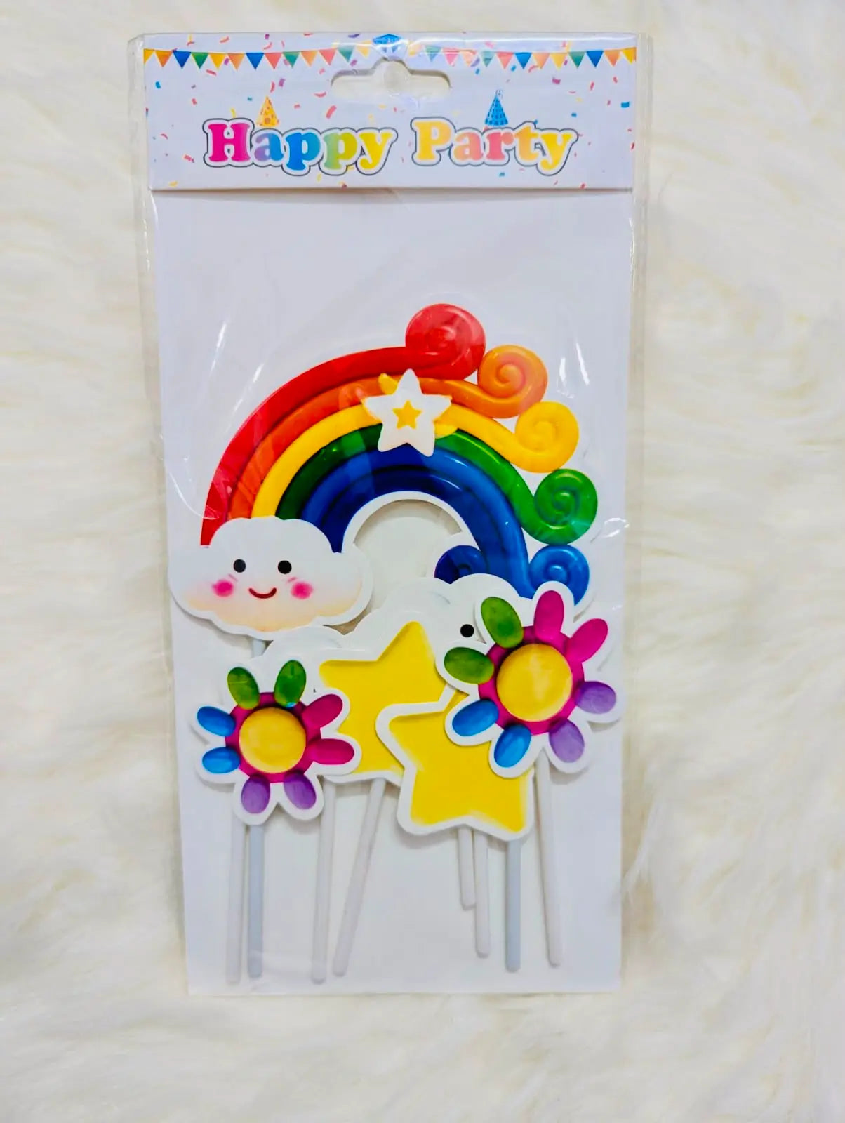 Rainbow Theme Character Cake Topper | Birthday Cake Décor