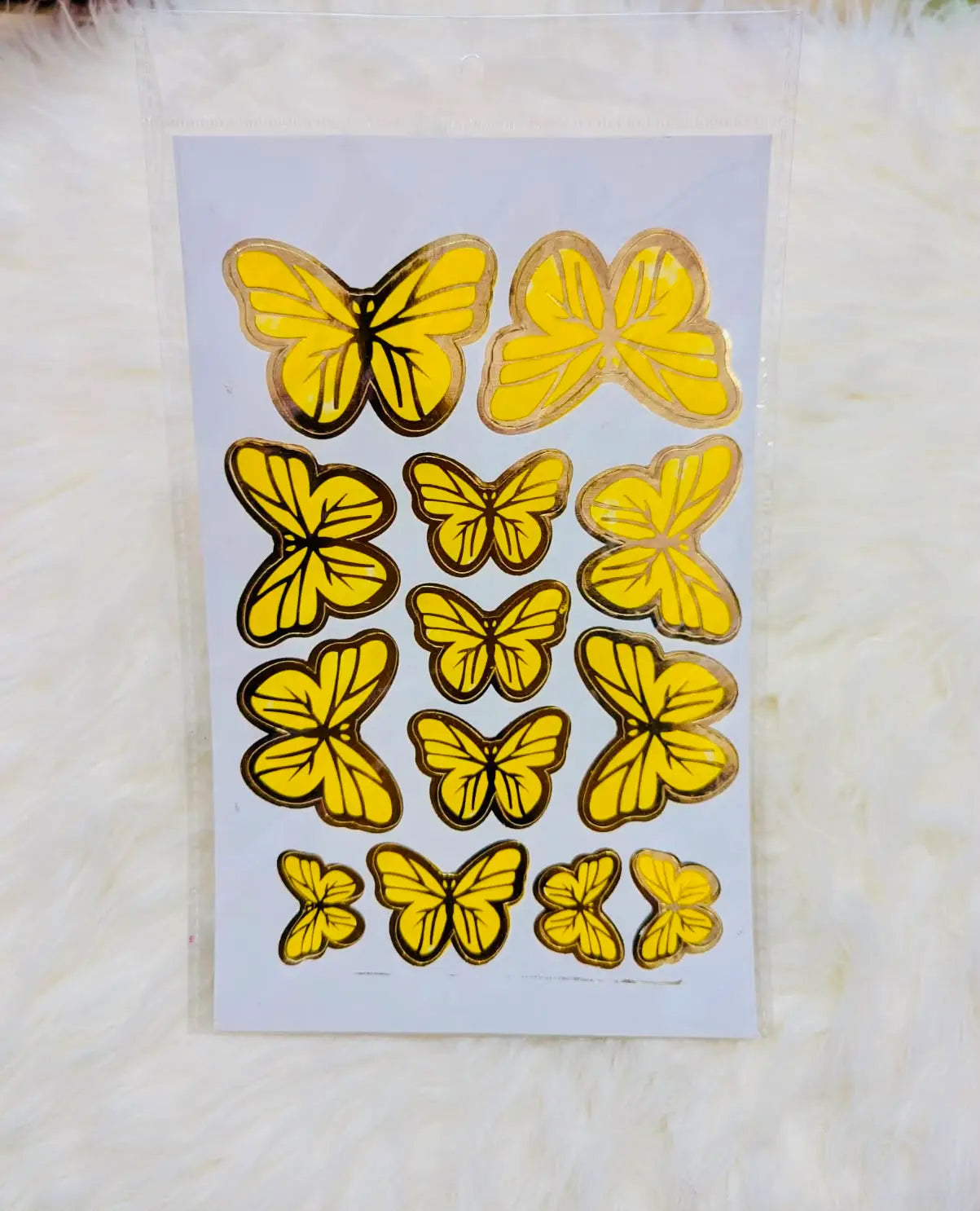 3D Yellow Butterfly Sheet – 13 Pieces for Cake Décor